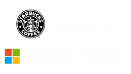 corporate logos of Starbucks, Google, Microsoft and Visa